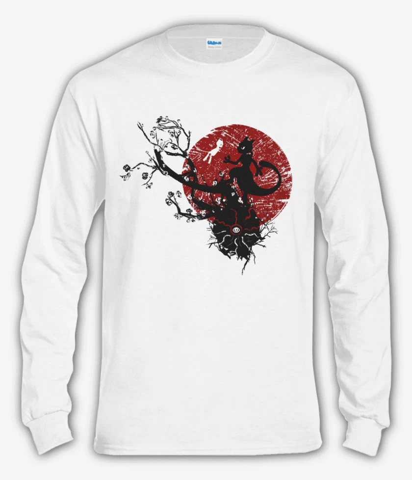 Polera manga larga Blanco de Mewtwo and mew