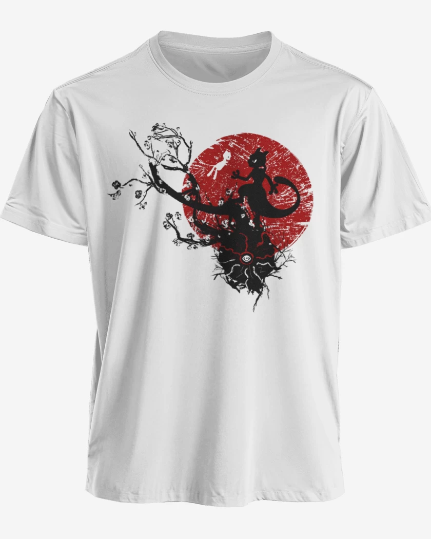 Polera premium Blanco de Mewtwo and mew