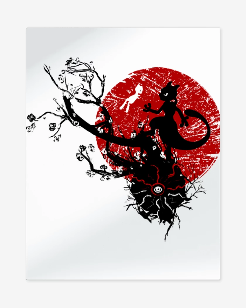 Print metalico Blanco de Mewtwo and mew