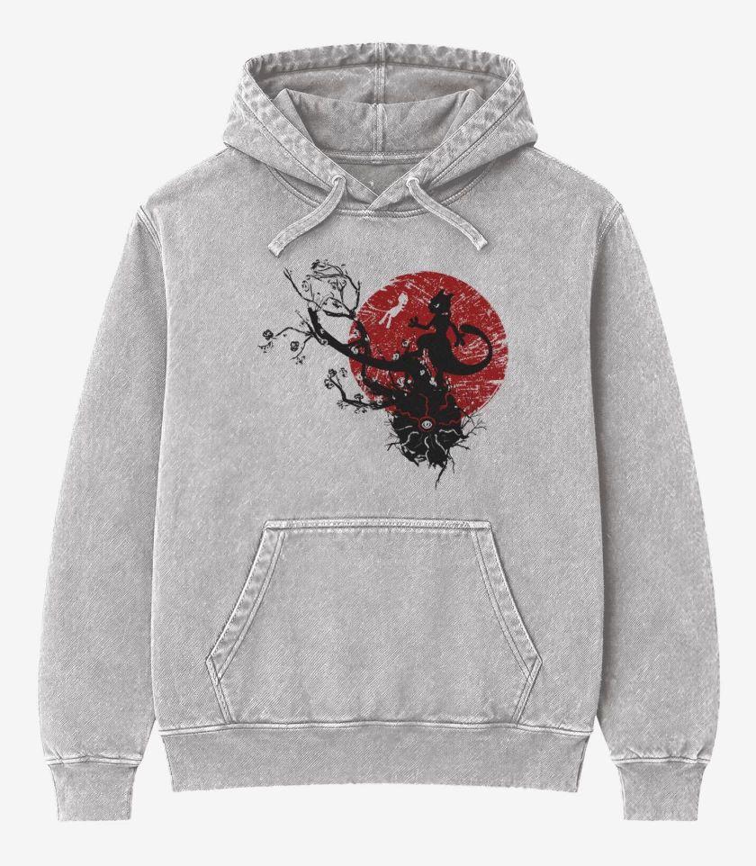 Poleron Canguro Acid Wash Gris Melange de Mewtwo and mew