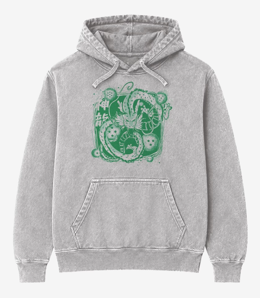 Poleron Canguro Acid Wash Gris Melange de Dragon ball