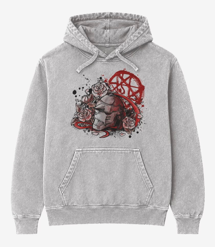 Poleron Canguro Acid Wash Gris Melange de Full metal alchemist 3