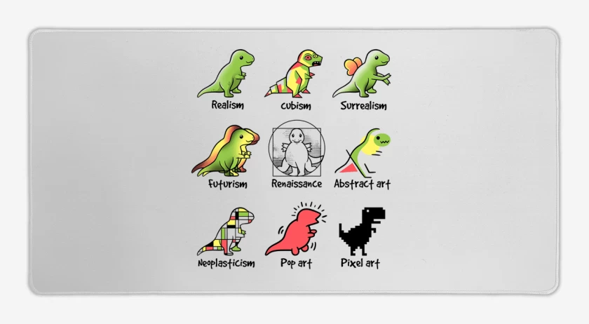 Mouse pad Gamer Blanco de Dino art