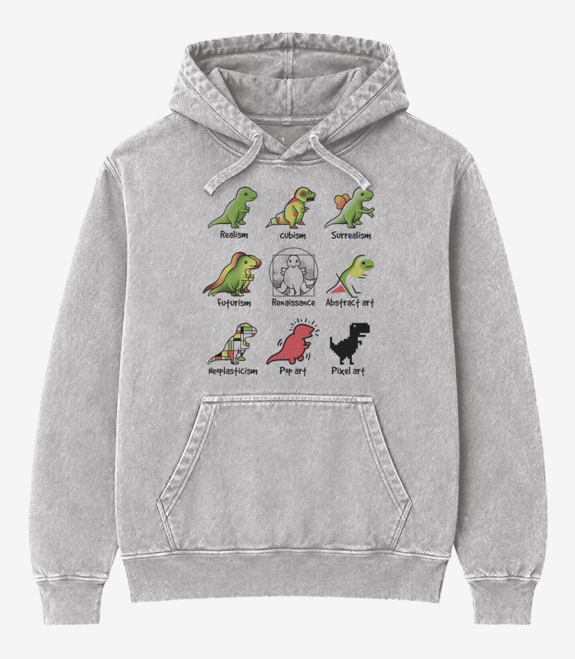 Poleron Canguro Acid Wash Gris Melange de Dino art