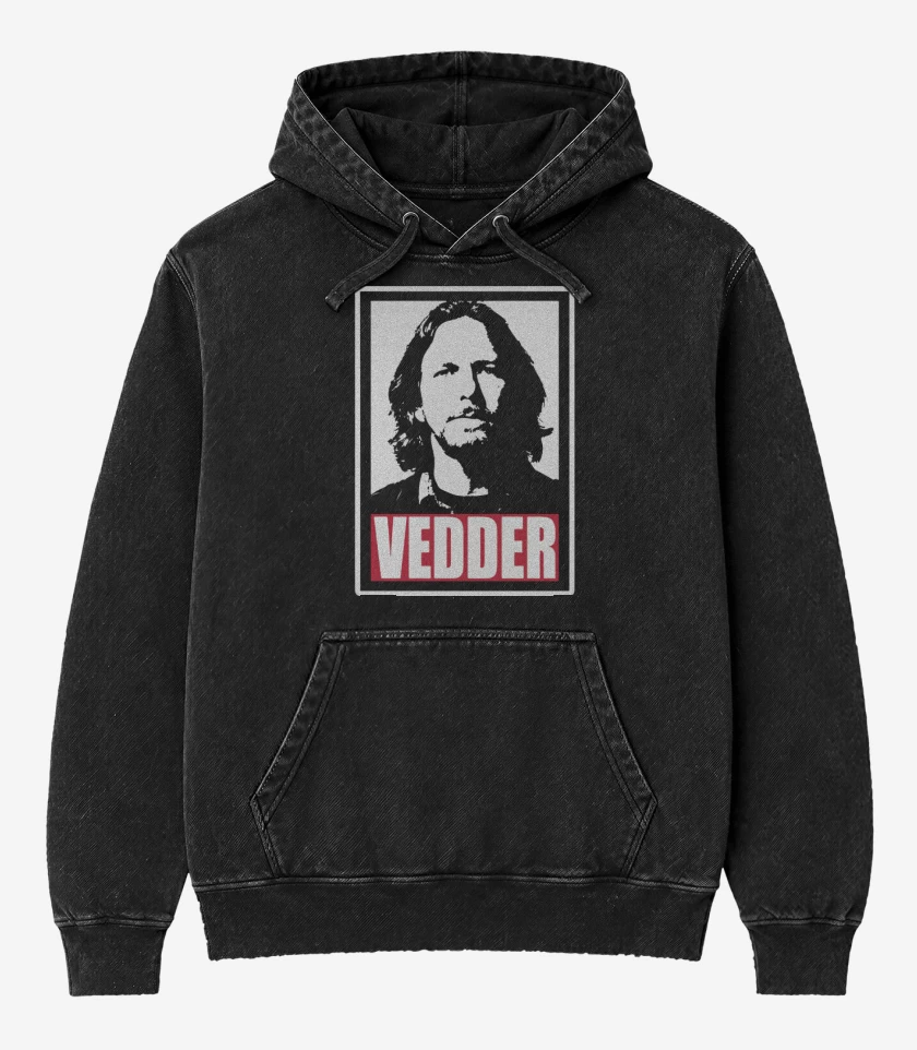 Poleron Canguro Acid Wash Negro de Vedder