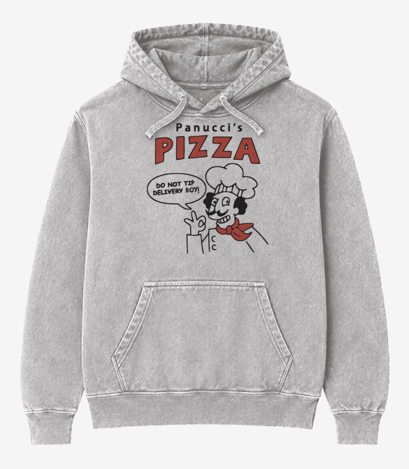 Poleron Canguro Acid Wash Gris Melange de Pizza Panucci