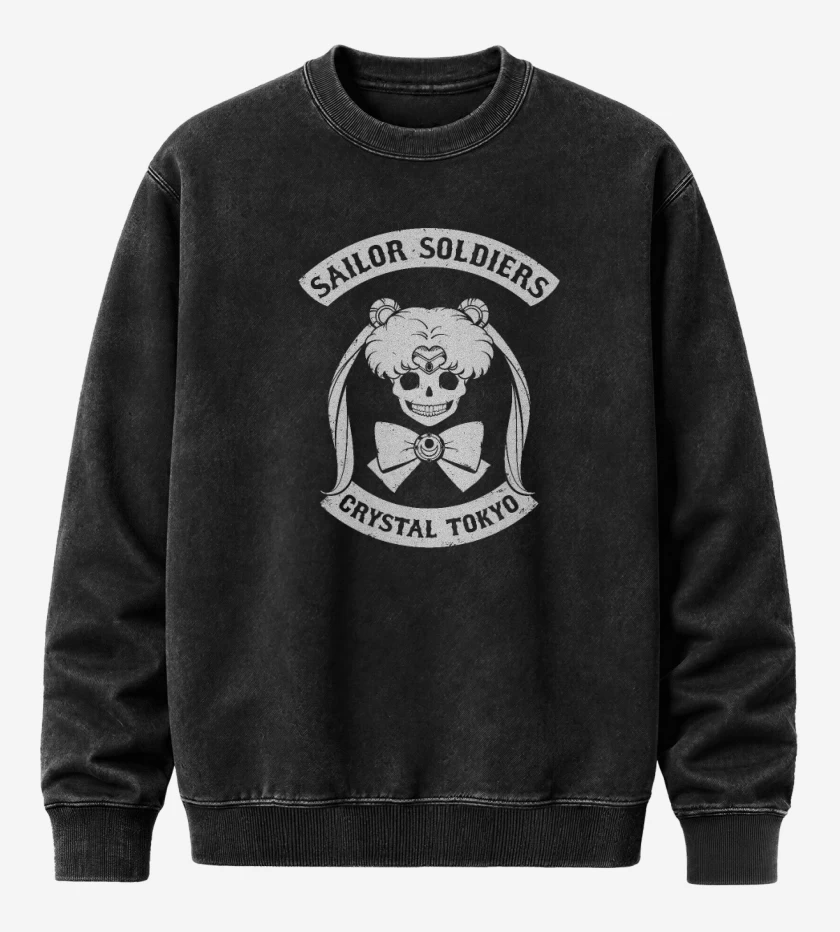 Poleron Polo Acid Wash Negro de Sailor Soldiers