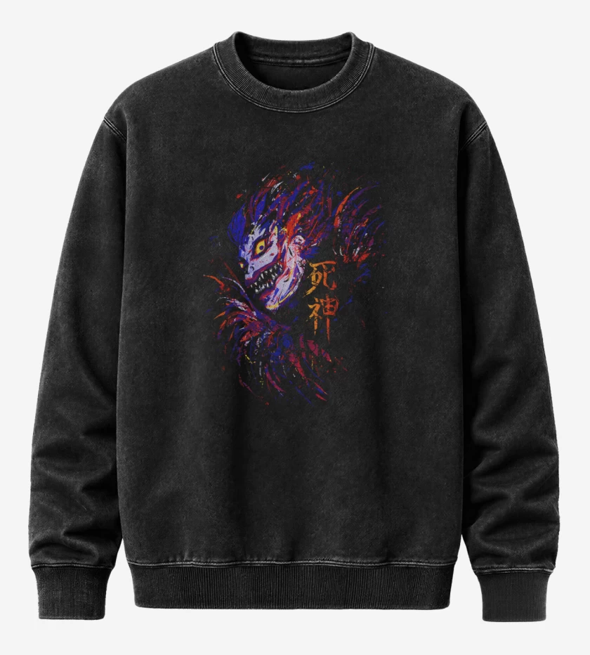 Poleron Polo Acid Wash Negro de Shinigami