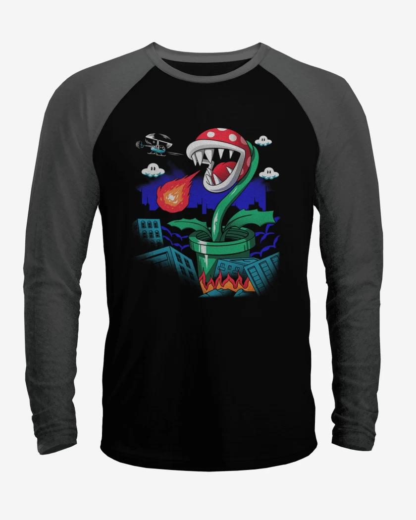 Polera Raglan Negro / Negro Heather de Piranha