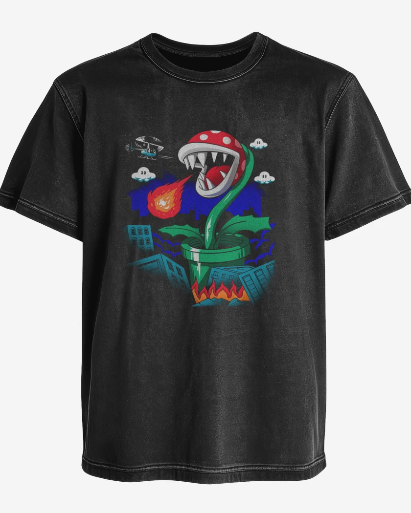Polera desgastada Negro de Piranha