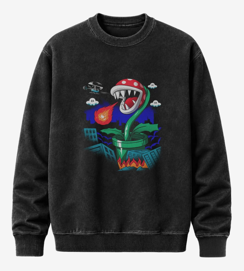 Poleron Polo Acid Wash Negro de Piranha