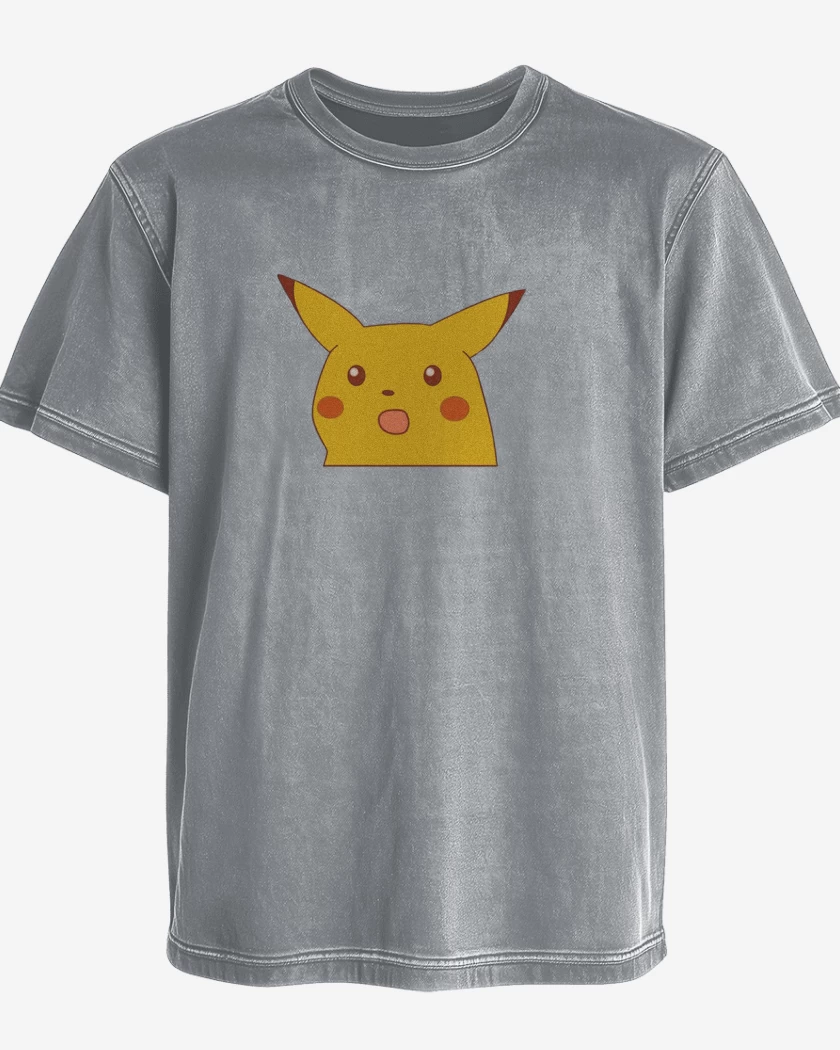 Polera desgastada Gris Melange de Pikachumeme
