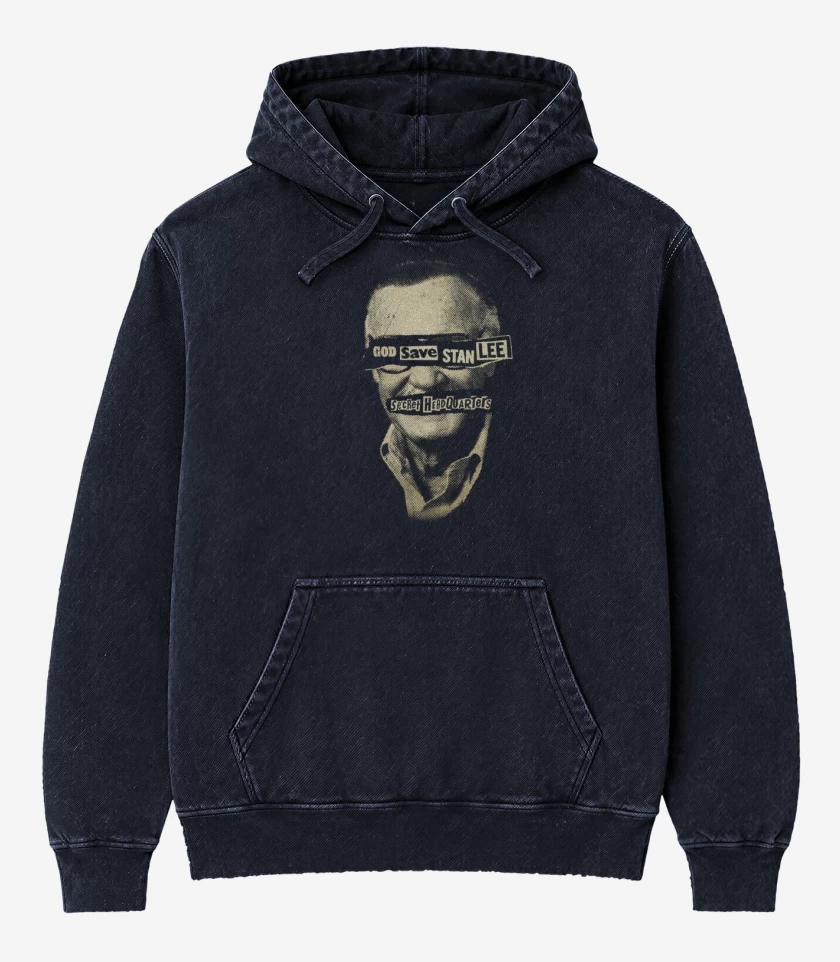 Poleron Canguro Acid Wash Azul Marino de God save stan lee