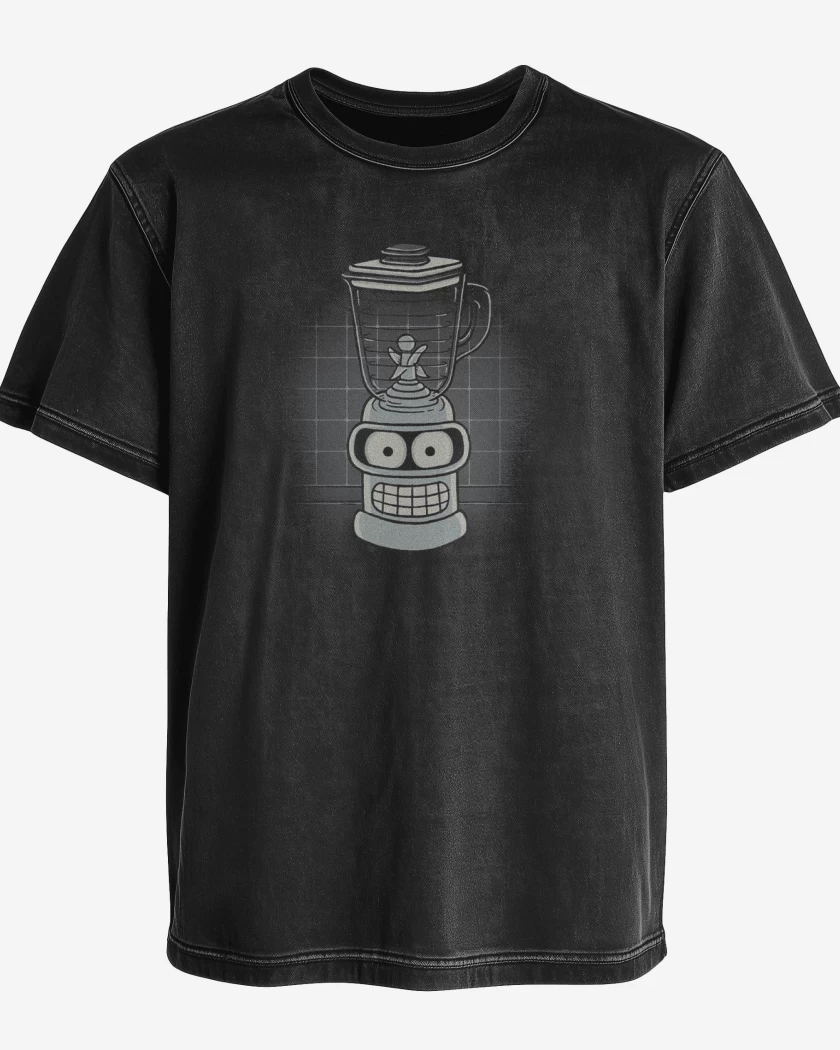 Polera desgastada Negro de Licuadora bender