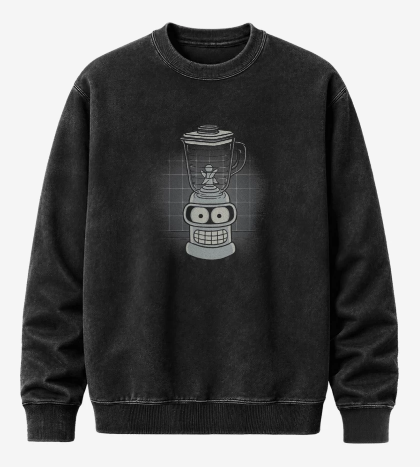 Poleron Polo Acid Wash Negro de Licuadora bender