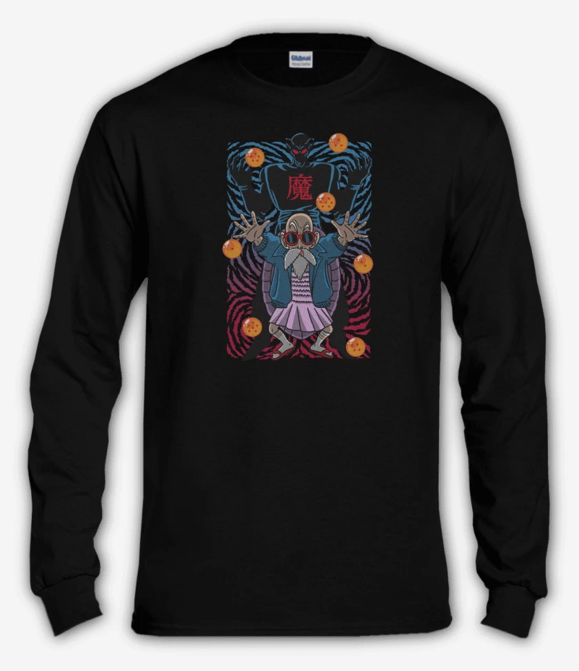 Polera manga larga Negro de Roshi & piccoro daimacu 