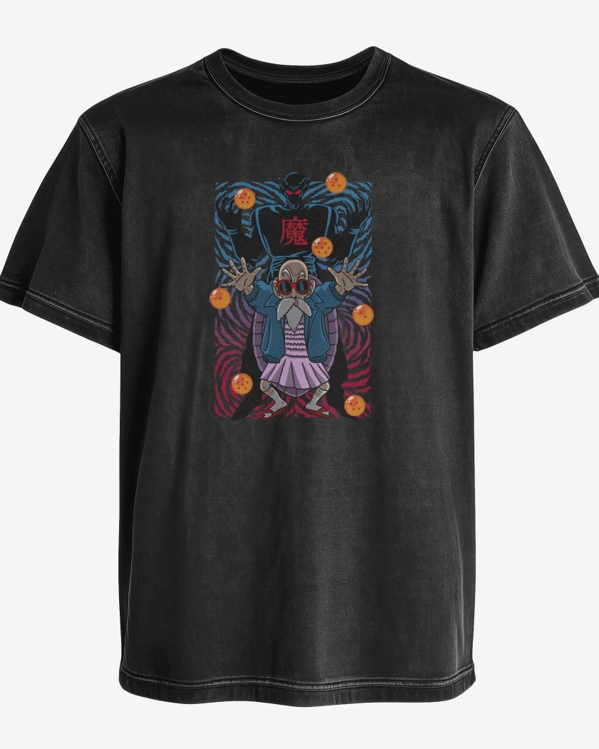 Polera desgastada Negro de Roshi & piccoro daimacu 
