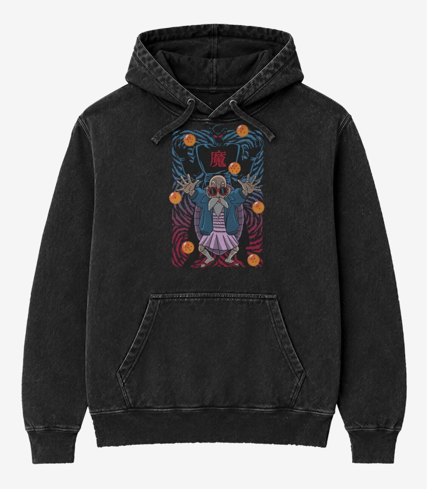 Poleron Canguro Acid Wash Negro de Roshi & piccoro daimacu 