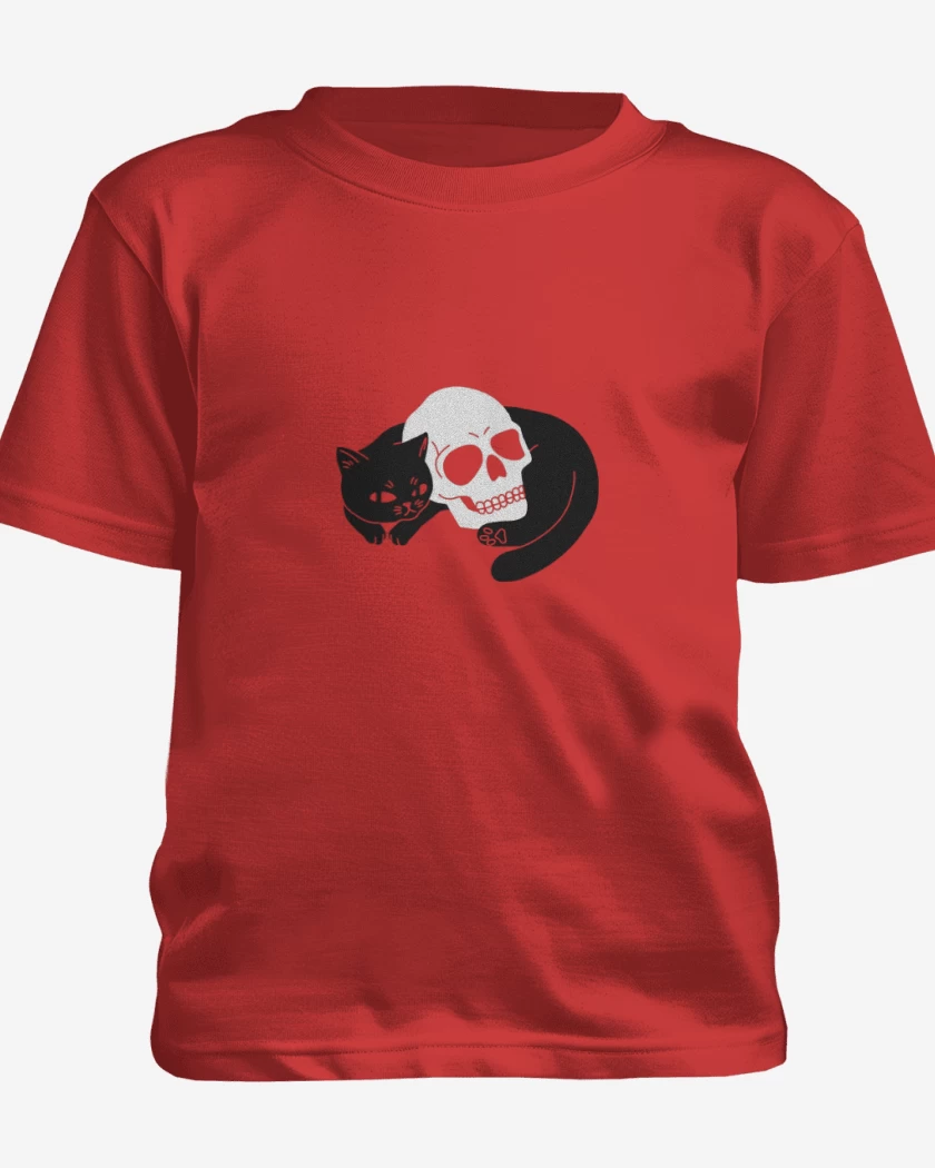 Polera de niño Rojo de Skull cat
