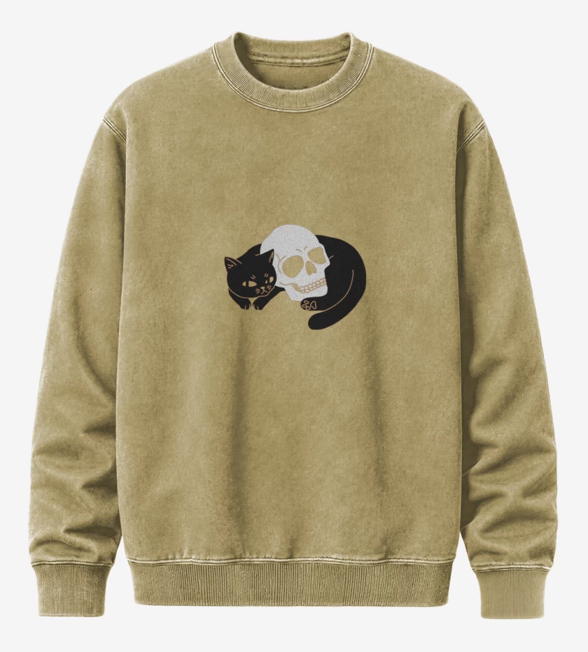 Poleron Polo Acid Wash Beige de Skull cat