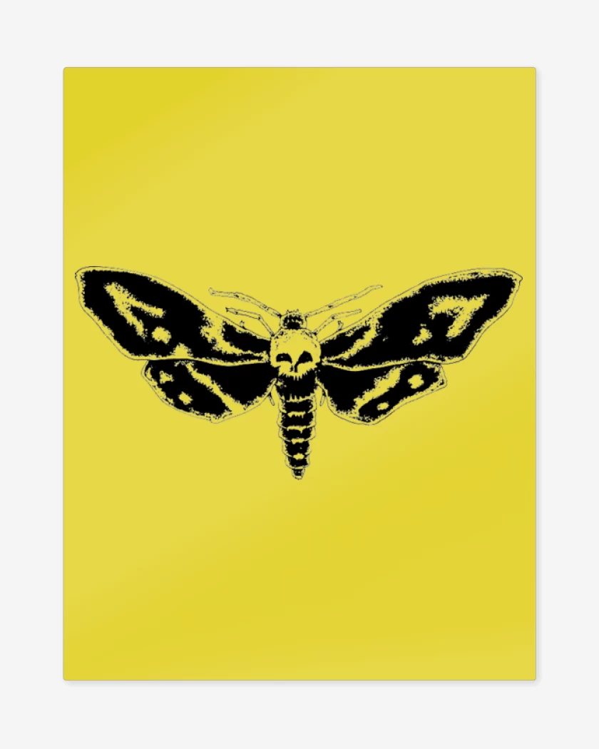 Print metalico Amarillo de cabeza de muerte
