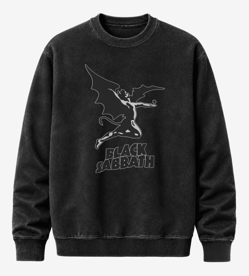 Poleron Polo Acid Wash Black Sabbath - Demon