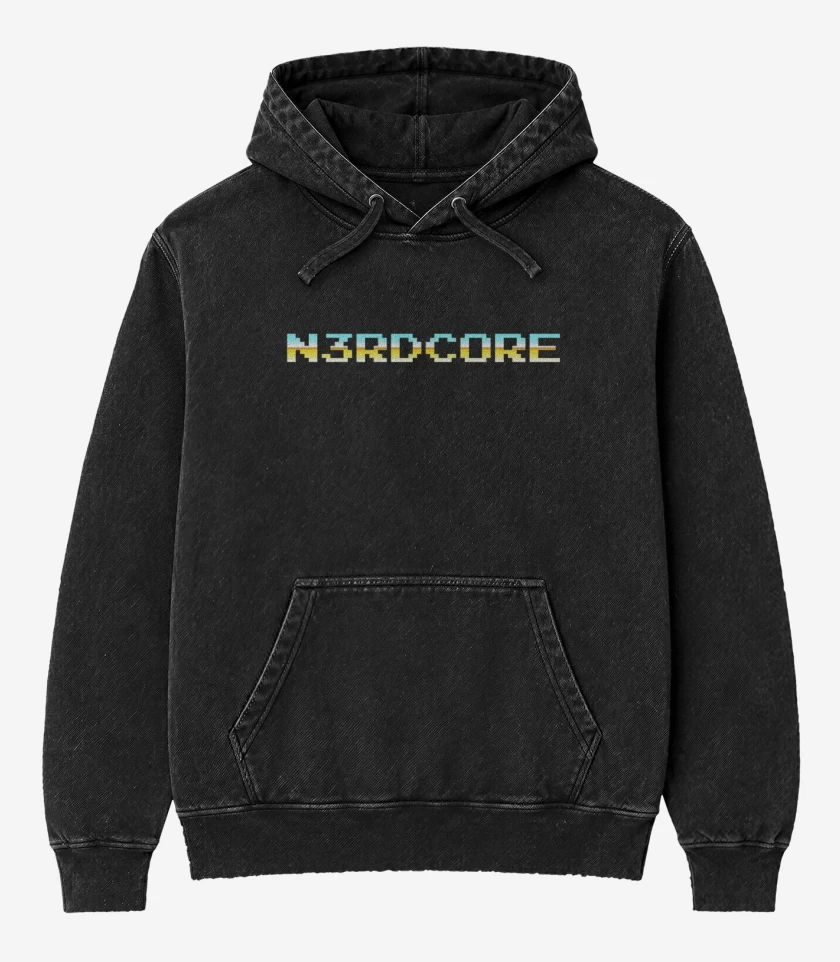 Poleron Canguro Acid Wash Negro de Nerdcore