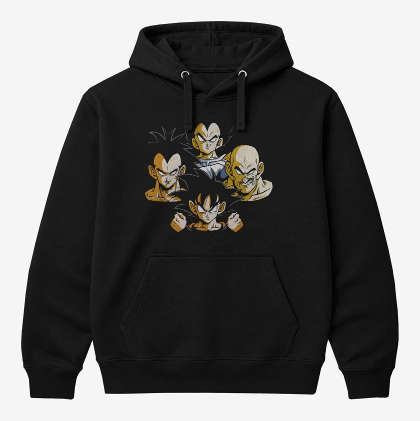 Polerón Canguro Negro de Saiyans Rhapsody