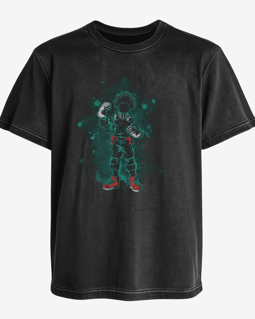 Polera desgastada Negro de Deku