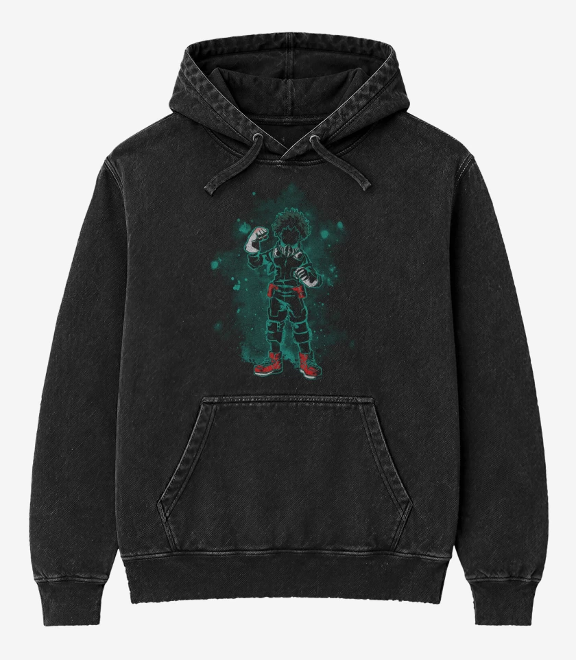 Poleron Canguro Acid Wash Negro de Deku