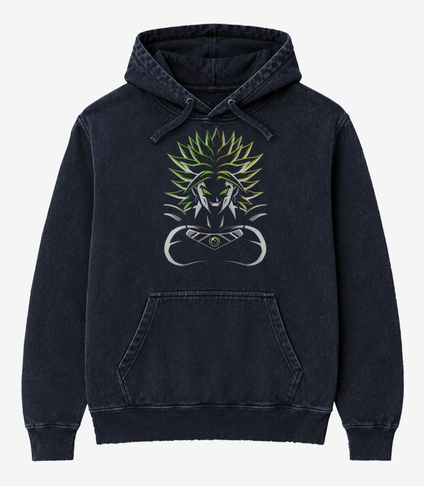 Poleron Canguro Acid Wash Azul Marino de Broly fase 2 