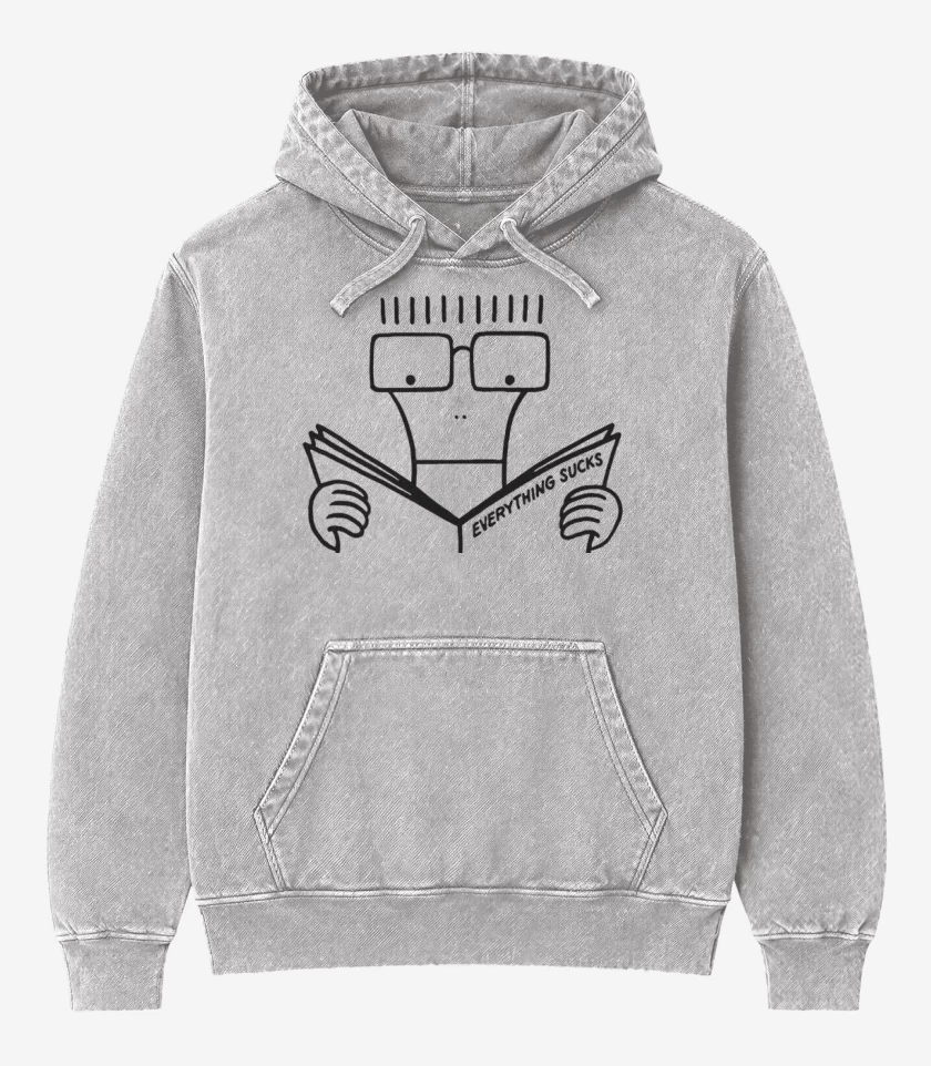 Poleron Canguro Acid Wash Gris Melange de Descendentz
