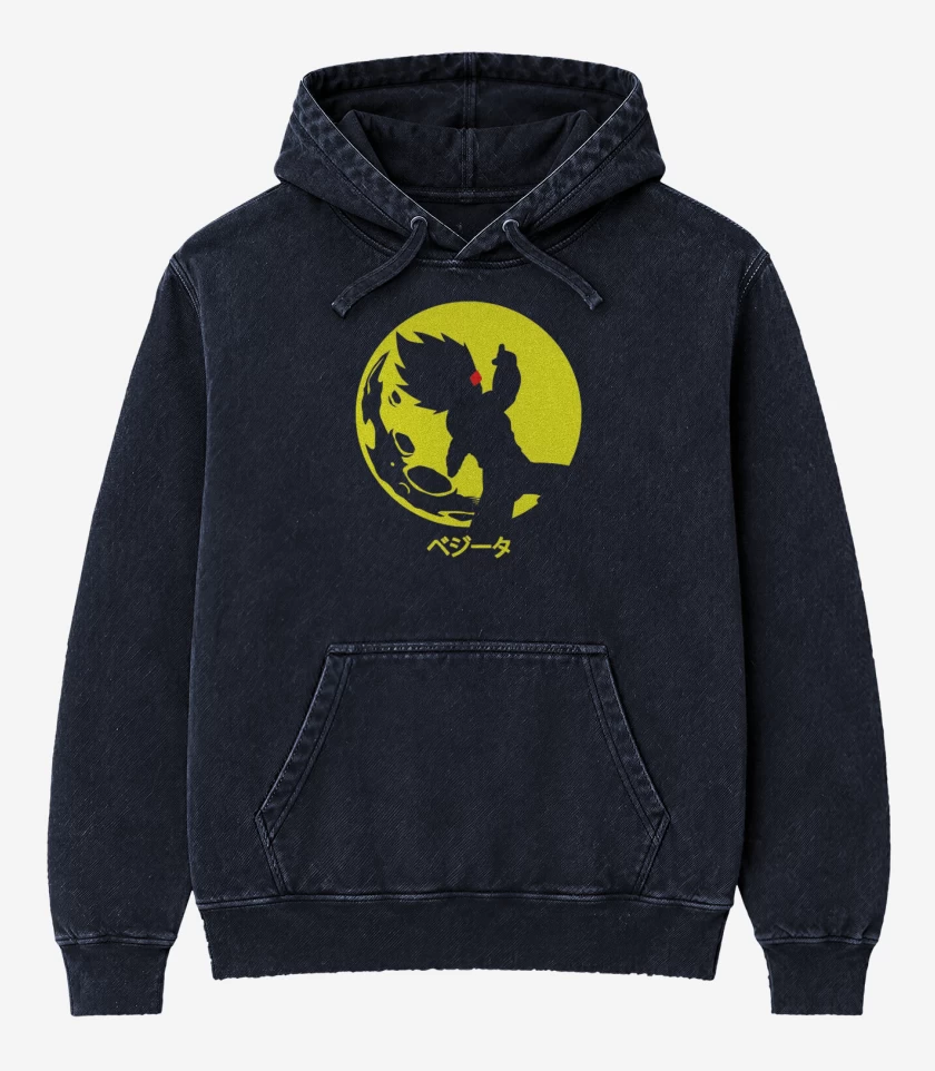 Poleron Canguro Acid Wash Azul Marino de Vegeta Moon