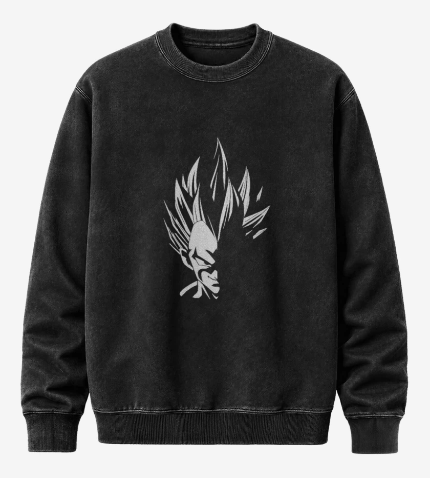 Poleron Polo Acid Wash Negro de Vegeta dark