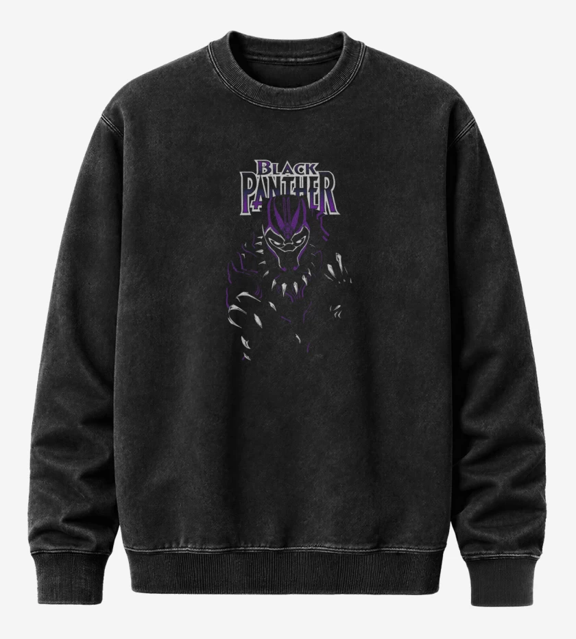 Poleron Polo Acid Wash Negro de Black panther full
