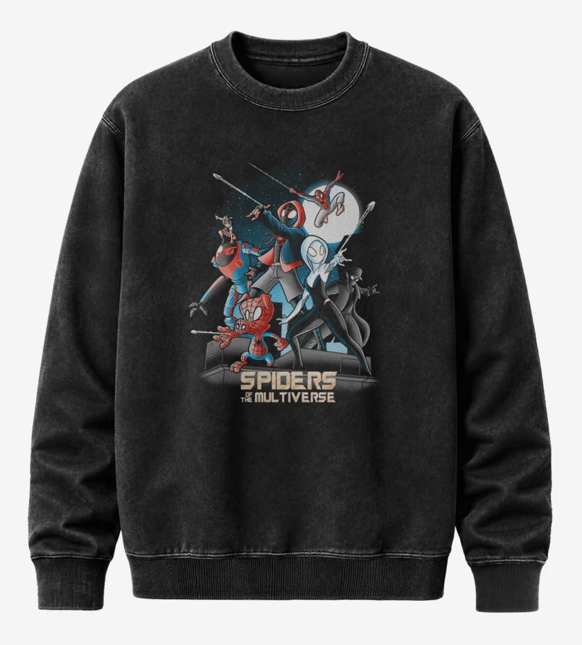 Poleron Polo Acid Wash Negro de Aracnidos