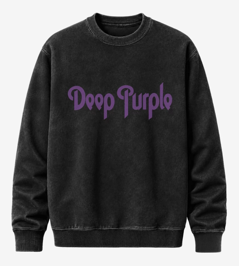 Poleron Polo Acid Wash Negro de Deep Purple - Logo