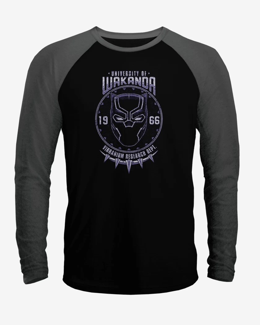 Polera Raglan Negro / Negro Heather de Wakanda vibranium
