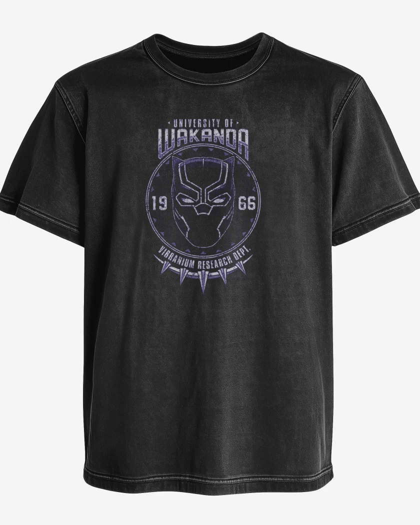 Polera desgastada Negro de Wakanda vibranium