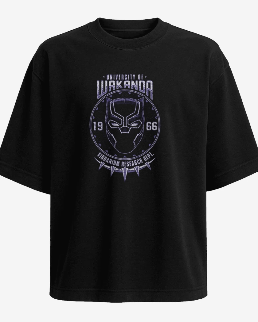 Polera Oversize Negro de Wakanda vibranium