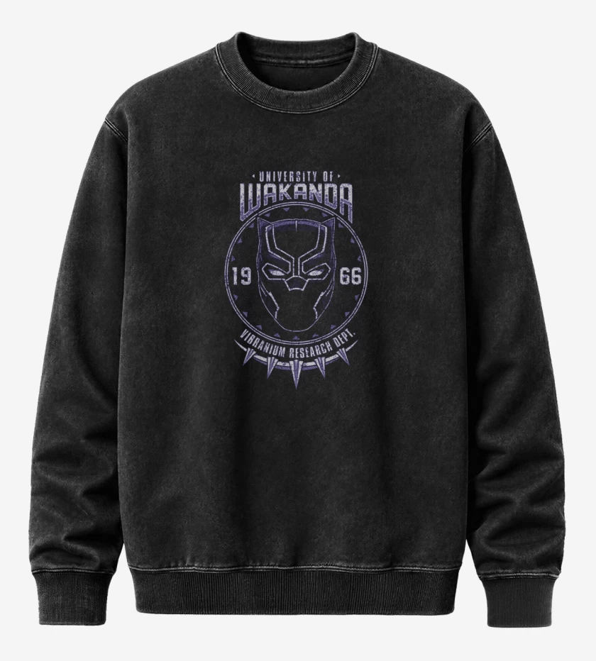 Poleron Polo Acid Wash Negro de Wakanda vibranium