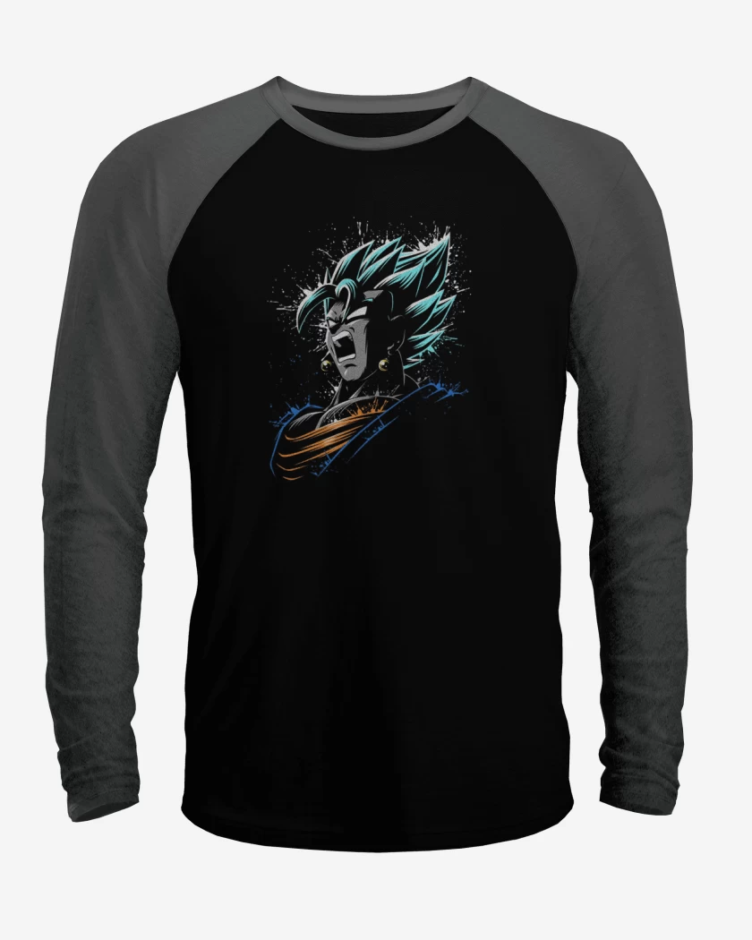 Polera Raglan Negro / Negro Heather de super vegeto 