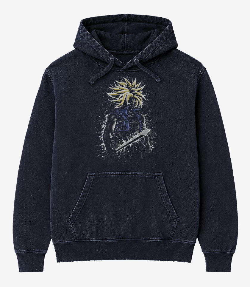 Poleron Canguro Acid Wash Azul Marino de Trunk futuro 