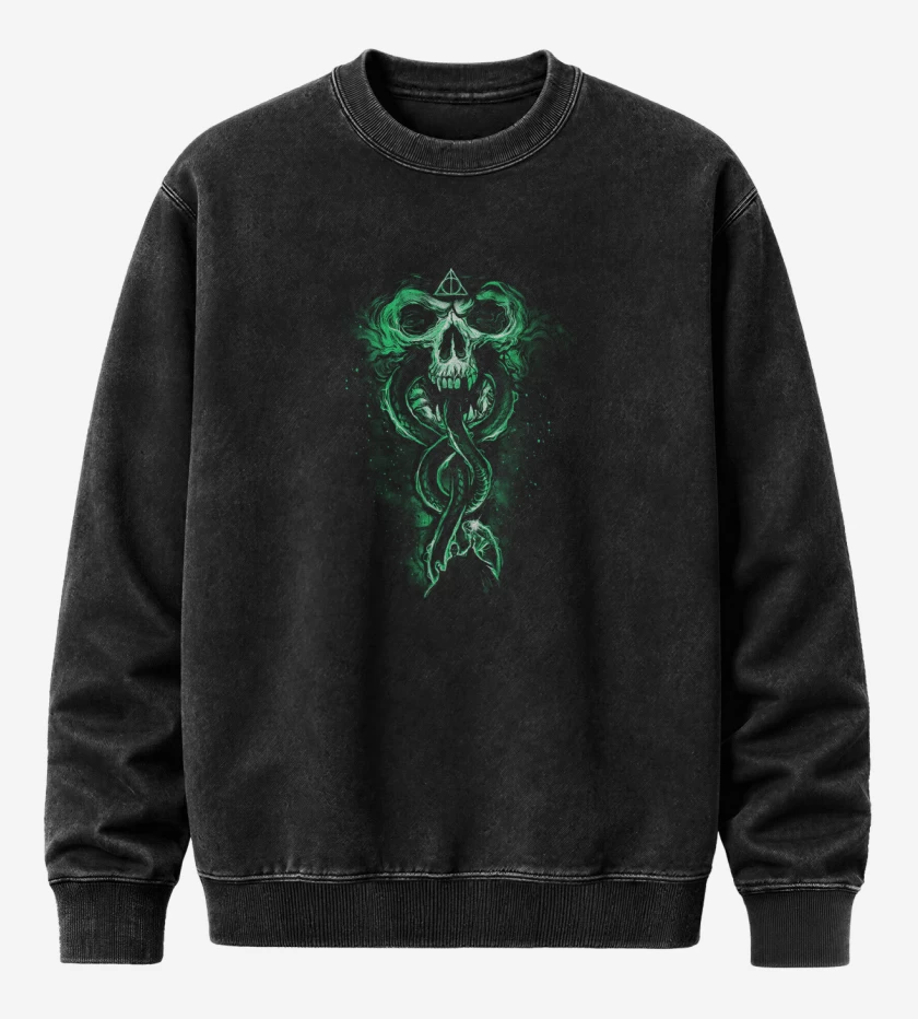 Poleron Polo Acid Wash Negro de Reliquias slythering