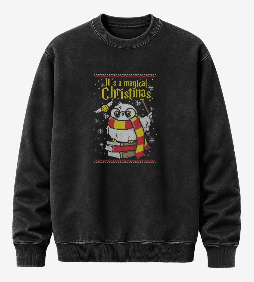 Poleron Polo Acid Wash Negro de Magical christmass