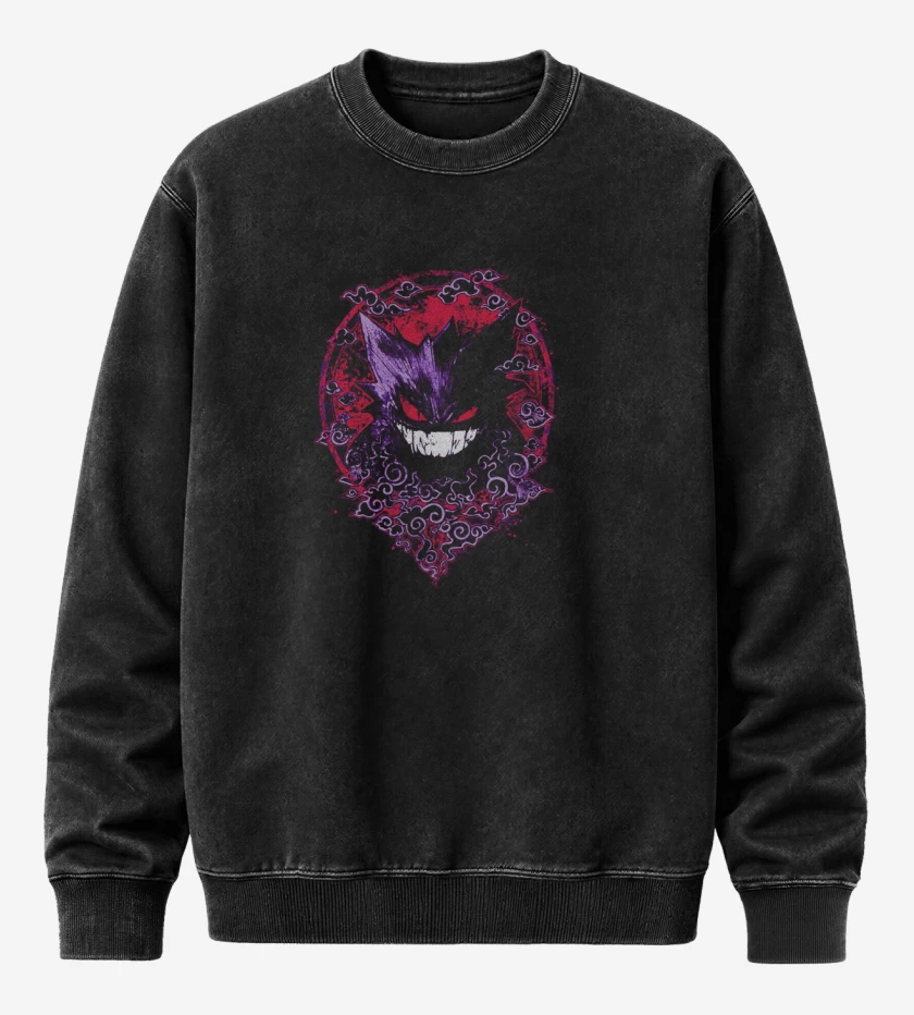 Poleron Polo Acid Wash Negro de Gengar Evil