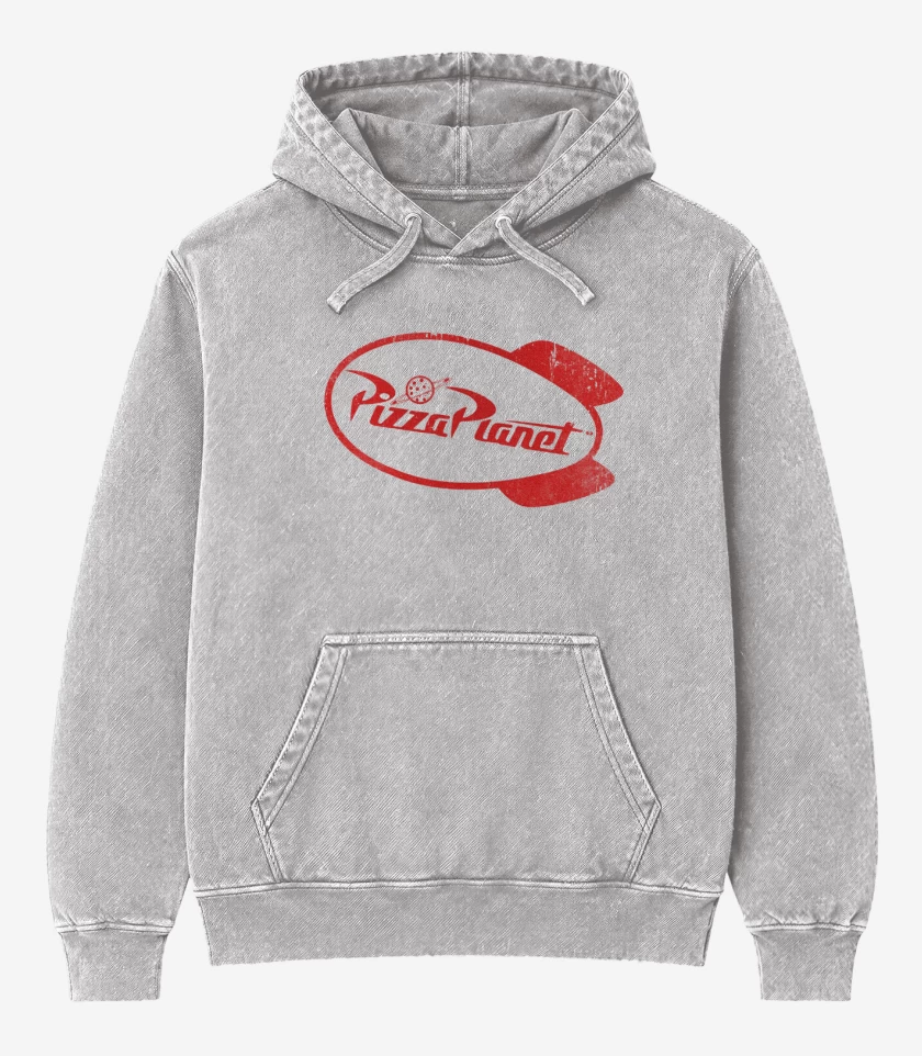 Poleron Canguro Acid Wash Gris Melange de Pizza planeta