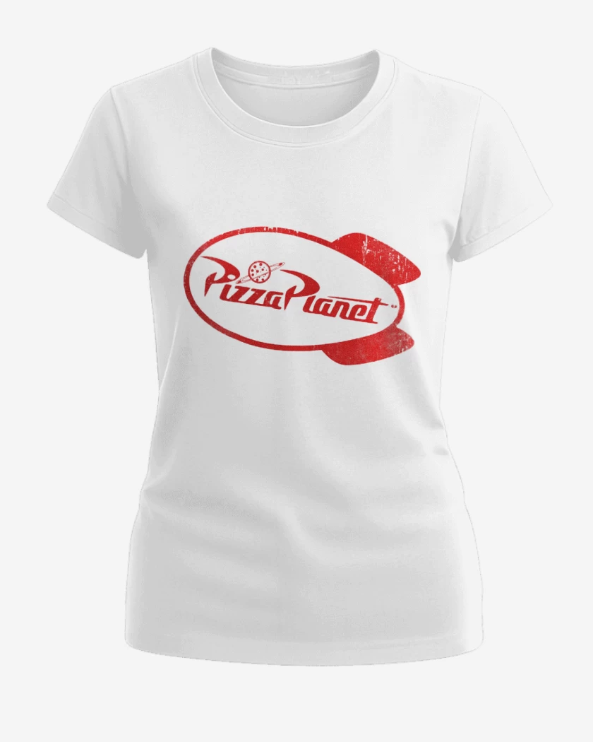 Polera de Mujer Blanco de Pizza planeta