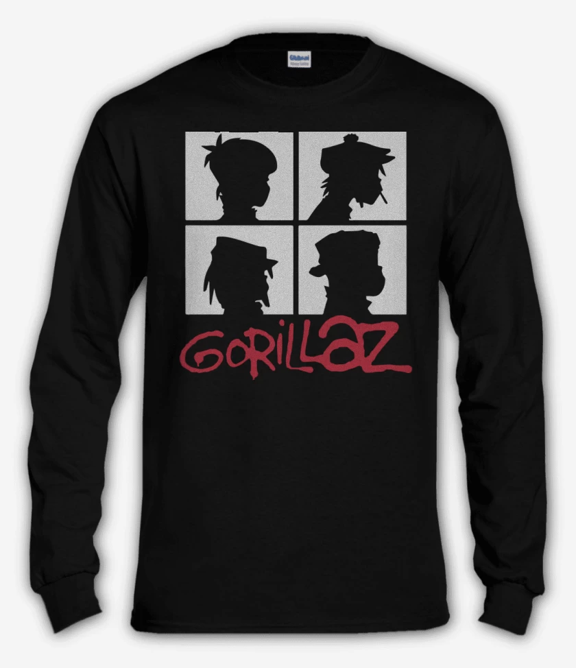 Polera manga larga Negro de Gorillaz - Demon Days B&W