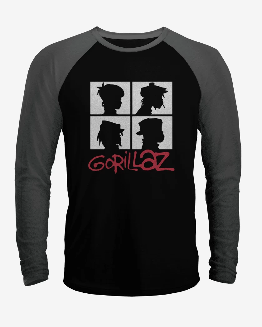 Polera Raglan Gorillaz - Demon Days B&W